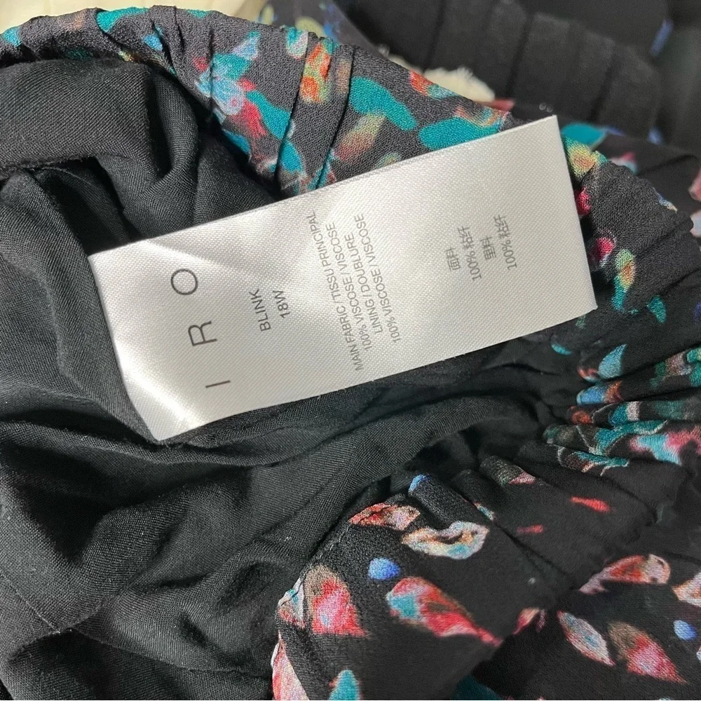 NWT Iro Size 34 / 2 Blink Asymmetrical Midi Skirt Black Floral $400